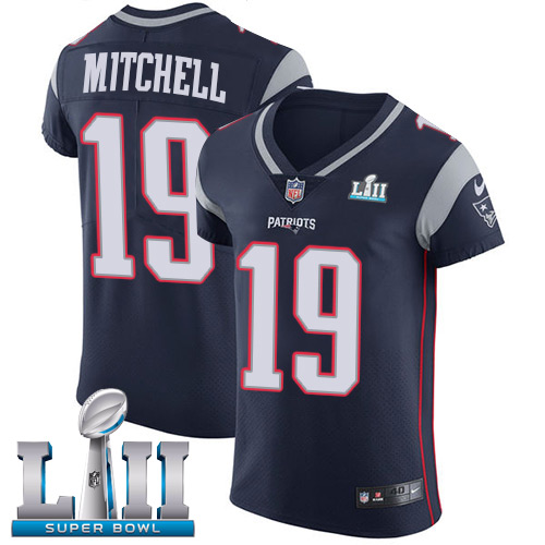 Nike Patriots #19 Malcolm Mitchell Navy Blue Team Color Super Bowl LII Men's Stitched NFL Vapor Untouchable Elite Jersey - Click Image to Close